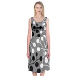 Abstract Nature Black White Midi Sleeveless Dress