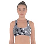 Abstract Nature Black White Cross Back Sports Bra