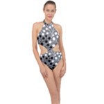 Abstract Nature Black White Halter Side Cut Swimsuit