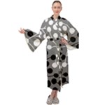 Abstract Nature Black White Maxi Velvet Kimono