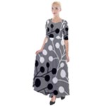 Abstract Nature Black White Half Sleeves Maxi Dress