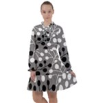 Abstract Nature Black White All Frills Chiffon Dress