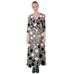 Abstract Nature Black White Button Up Maxi Dress