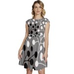 Abstract Nature Black White Cap Sleeve High Waist Dress