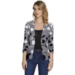 Abstract Nature Black White Women s One-Button 3/4 Sleeve Short Jacket