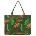 Leaves Foliage Pattern Oak Autumn Zipper Medium Tote Bag