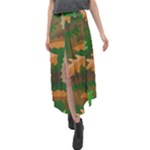 Leaves Foliage Pattern Oak Autumn Velour Split Maxi Skirt