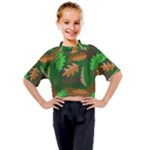 Leaves Foliage Pattern Oak Autumn Kids Mock Neck T-Shirt