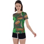 Leaves Foliage Pattern Oak Autumn Back Circle Cutout Sports T-Shirt