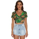 Leaves Foliage Pattern Oak Autumn V-Neck Crop Top