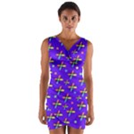 Abstract Background Cross Hashtag Wrap Front Bodycon Dress