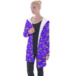 Abstract Background Cross Hashtag Longline Hooded Cardigan