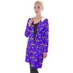 Abstract Background Cross Hashtag Hooded Pocket Cardigan