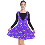 Abstract Background Cross Hashtag Plunge Pinafore Dress