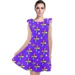 Abstract Background Cross Hashtag Tie Up Tunic Dress