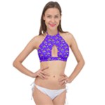 Abstract Background Cross Hashtag Cross Front Halter Bikini Top