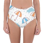 Rain Umbrella Pattern Water Reversible High-Waist Bikini Bottoms