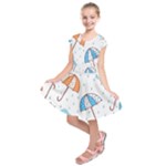 Rain Umbrella Pattern Water Kids  Short Sleeve Dress