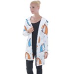 Rain Umbrella Pattern Water Longline Hooded Cardigan