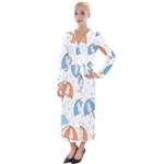 Rain Umbrella Pattern Water Velvet Maxi Wrap Dress