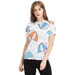 Rain Umbrella Pattern Water Women s Short Sleeve Rash Guard