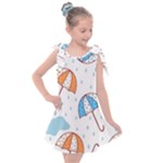 Rain Umbrella Pattern Water Kids  Tie Up Tunic Dress