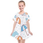 Rain Umbrella Pattern Water Kids  Smock Dress