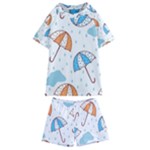 Rain Umbrella Pattern Water Kids  Swim T-Shirt and Shorts Set