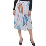 Rain Umbrella Pattern Water Classic Velour Midi Skirt 
