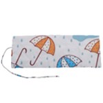 Rain Umbrella Pattern Water Roll Up Canvas Pencil Holder (S)
