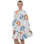 Rain Umbrella Pattern Water All Frills Chiffon Dress