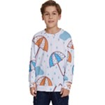 Rain Umbrella Pattern Water Kids  Crewneck Sweatshirt