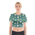 Drawing Flowers Meadow White Cotton Crop Top
