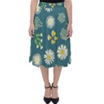 Drawing Flowers Meadow White Classic Midi Skirt