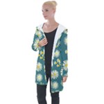 Drawing Flowers Meadow White Longline Hooded Cardigan