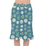 Drawing Flowers Meadow White Short Mermaid Skirt