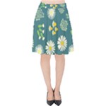 Drawing Flowers Meadow White Velvet High Waist Skirt