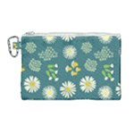 Drawing Flowers Meadow White Canvas Cosmetic Bag (Large)