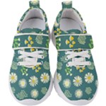 Drawing Flowers Meadow White Kids  Velcro Strap Shoes