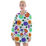 Bloom Plant Flowering Pattern Women s Long Sleeve Casual Dress