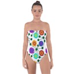 Bloom Plant Flowering Pattern Tie Back One Piece Swimsuit