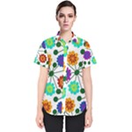 Bloom Plant Flowering Pattern Women s Short Sleeve Shirt