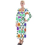 Bloom Plant Flowering Pattern Velvet Maxi Wrap Dress