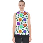 Bloom Plant Flowering Pattern Mock Neck Shell Top