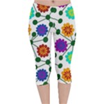 Bloom Plant Flowering Pattern Velvet Capri Leggings 