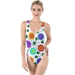 Bloom Plant Flowering Pattern High Leg Strappy Swimsuit