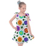 Bloom Plant Flowering Pattern Kids  Tie Up Tunic Dress