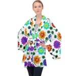 Bloom Plant Flowering Pattern Long Sleeve Velvet Kimono 