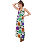 Bloom Plant Flowering Pattern V-Neck Chiffon Maxi Dress