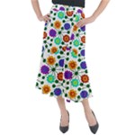 Bloom Plant Flowering Pattern Midi Mermaid Skirt